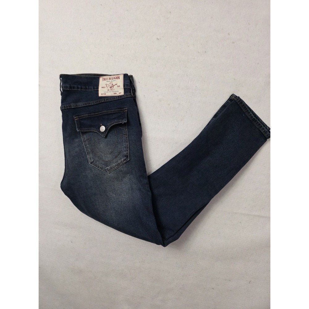 True Religion Dark Woodland Wash‎ Rocco SN FLAP Skinny  700678 Size 36x32